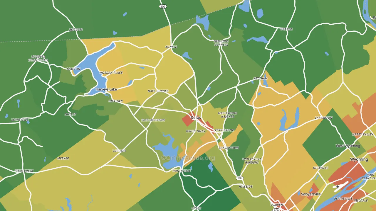 Dallas, PA Map of Assault Rates