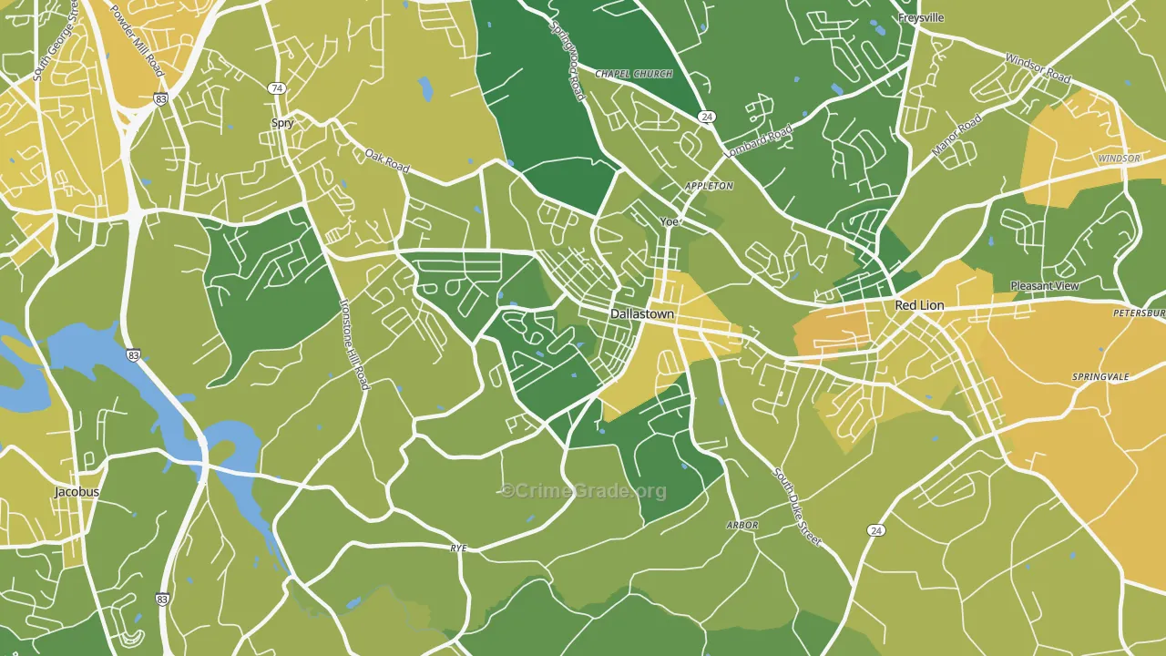 Dallastown, PA Map of Assault Rates