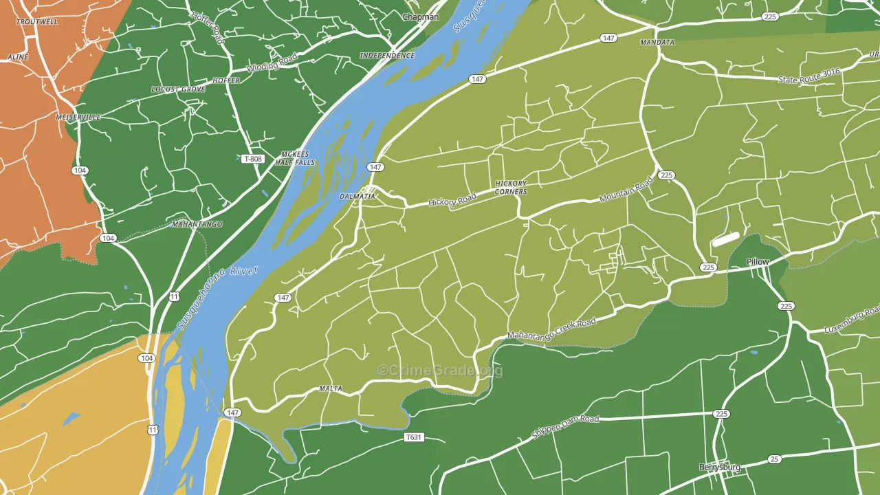 Dalmatia, PA Map of Assault Rates