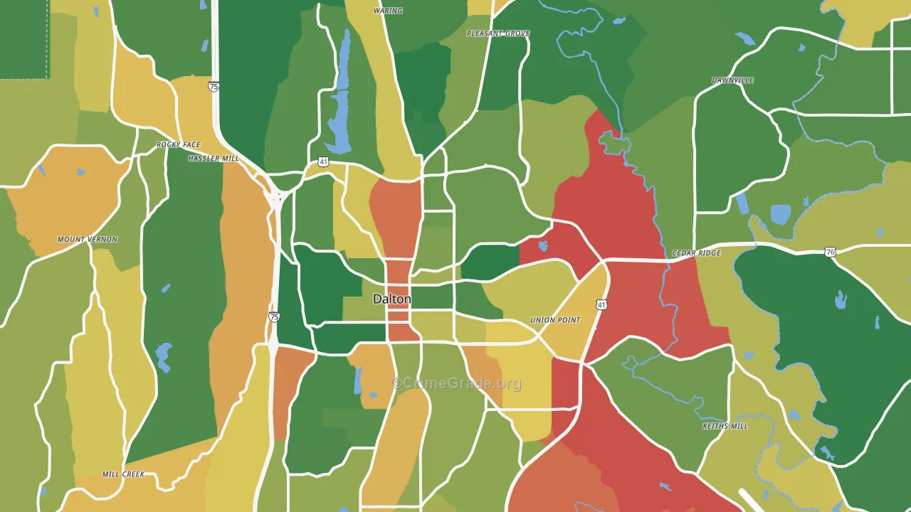 Dalton, GA Map of Assault Rates