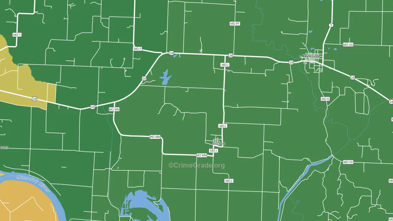 Dalton, MO Map of Assault Rates