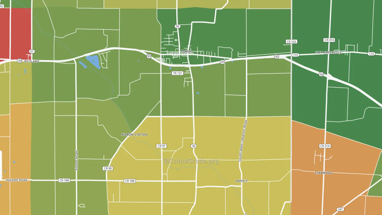 Dalton, OH Map of Assault Rates