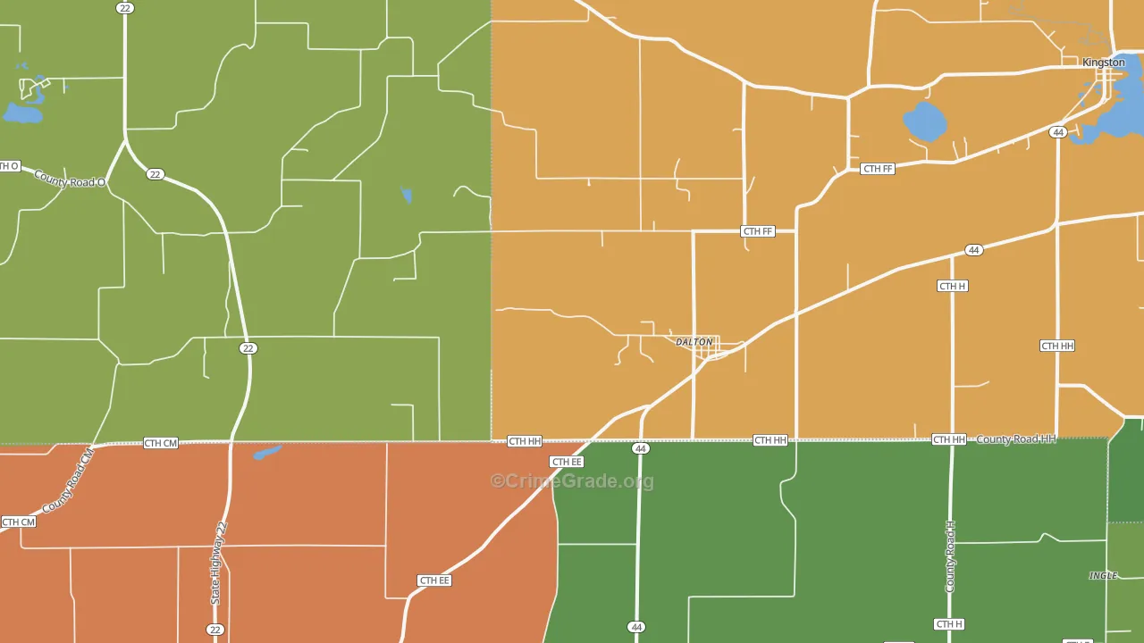 Dalton, WI Map of Assault Rates