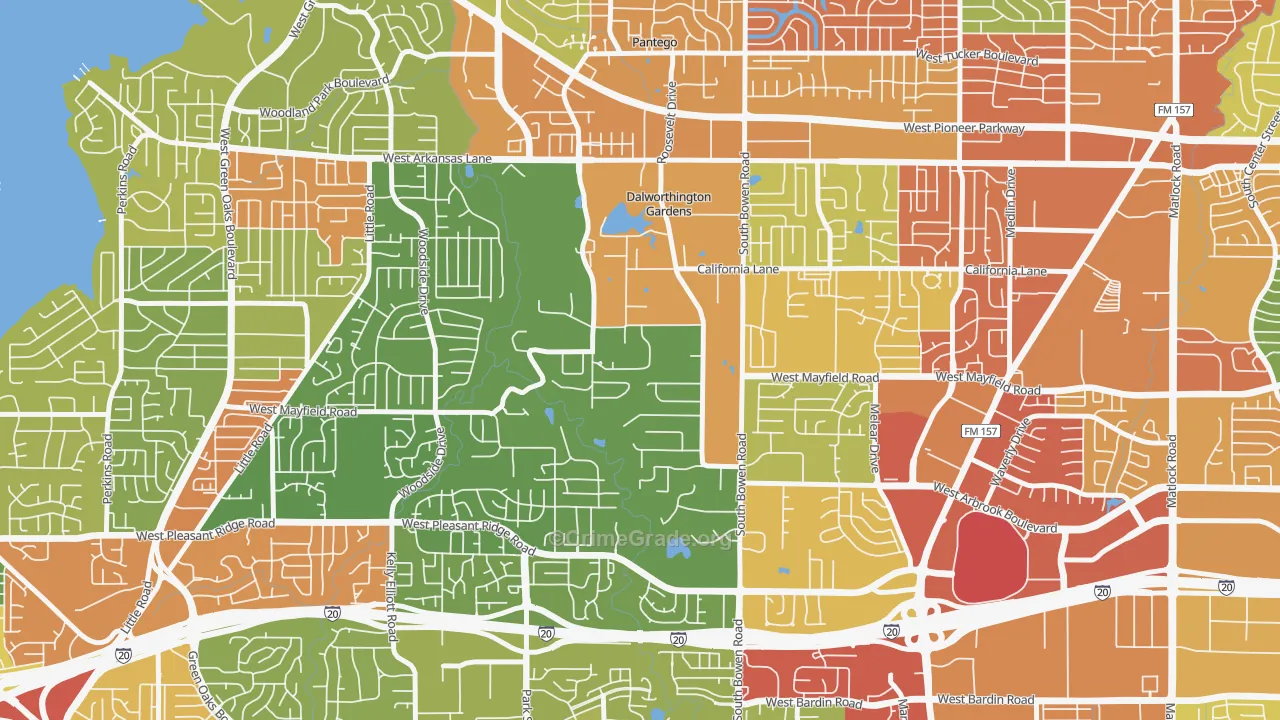 Dalworthington Gardens, TX Map of Assault Rates