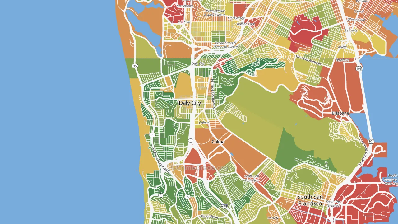 Daly City, CA Map of Assault Rates