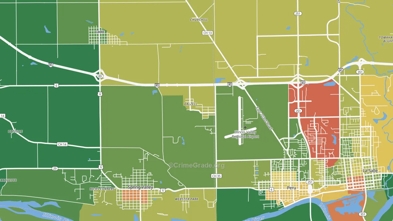 Dalzell, IL Map of Assault Rates