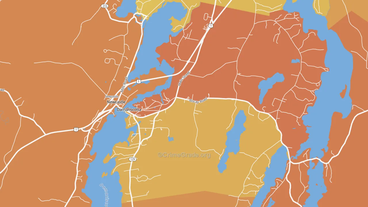 Damariscotta, ME Map of Assault Rates