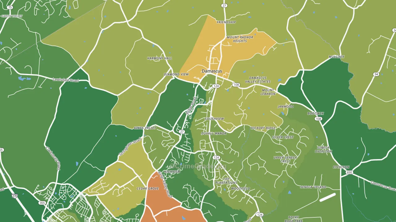 Damascus, MD Map of Assault Rates