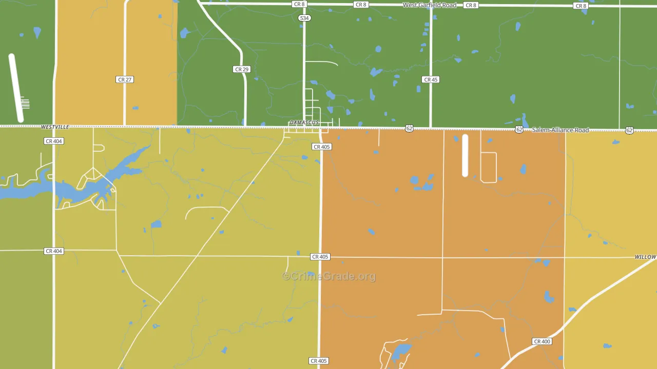 Damascus, OH Map of Assault Rates