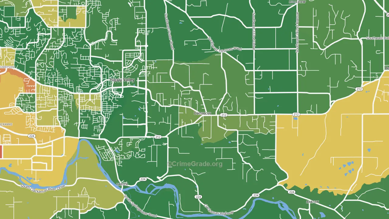 Damascus, OR Map of Assault Rates