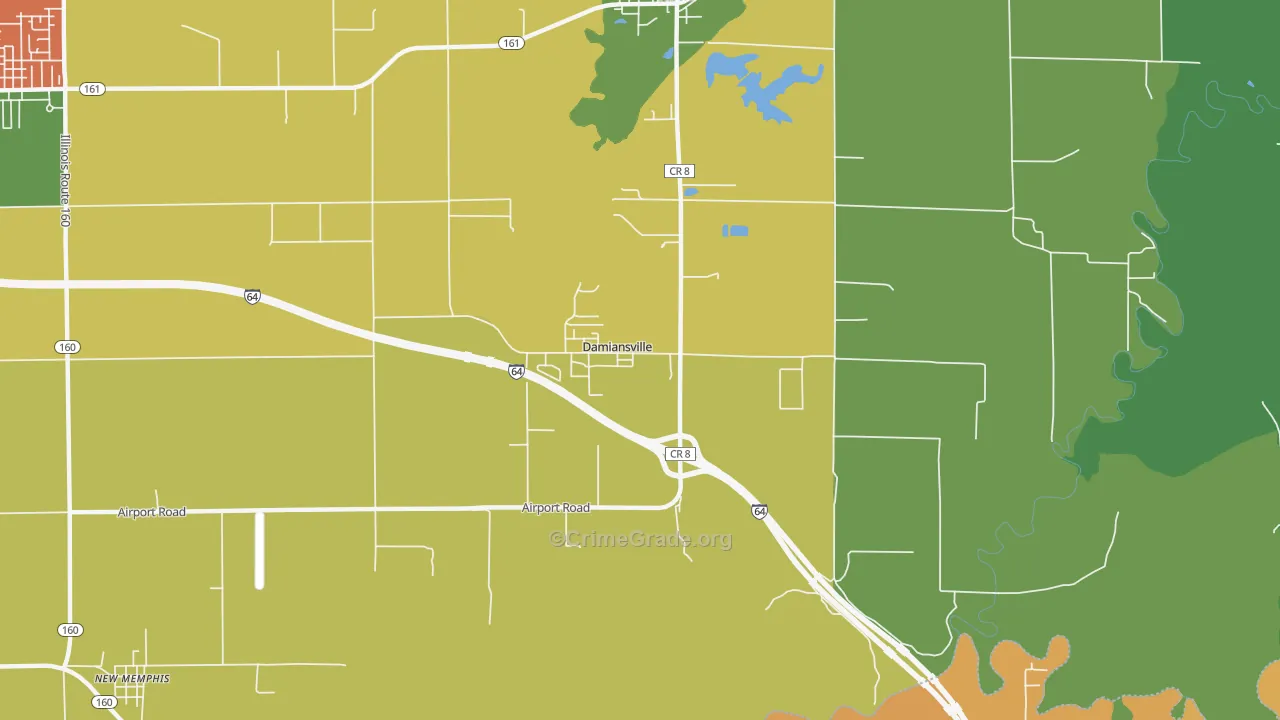 Damiansville, IL Map of Assault Rates