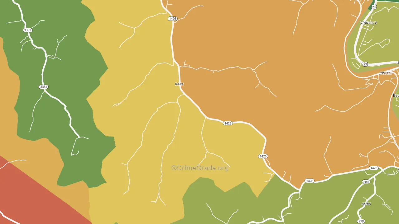 Dana, KY Map of Assault Rates