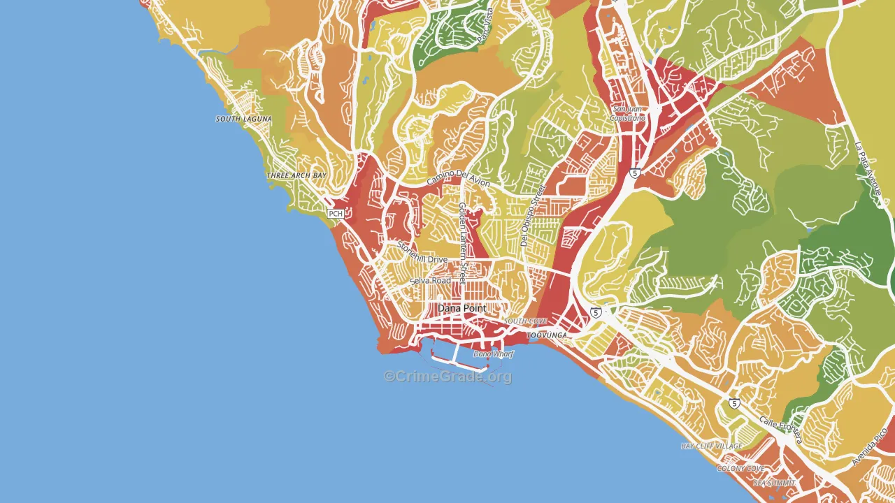 Dana Point, CA Map of Assault Rates