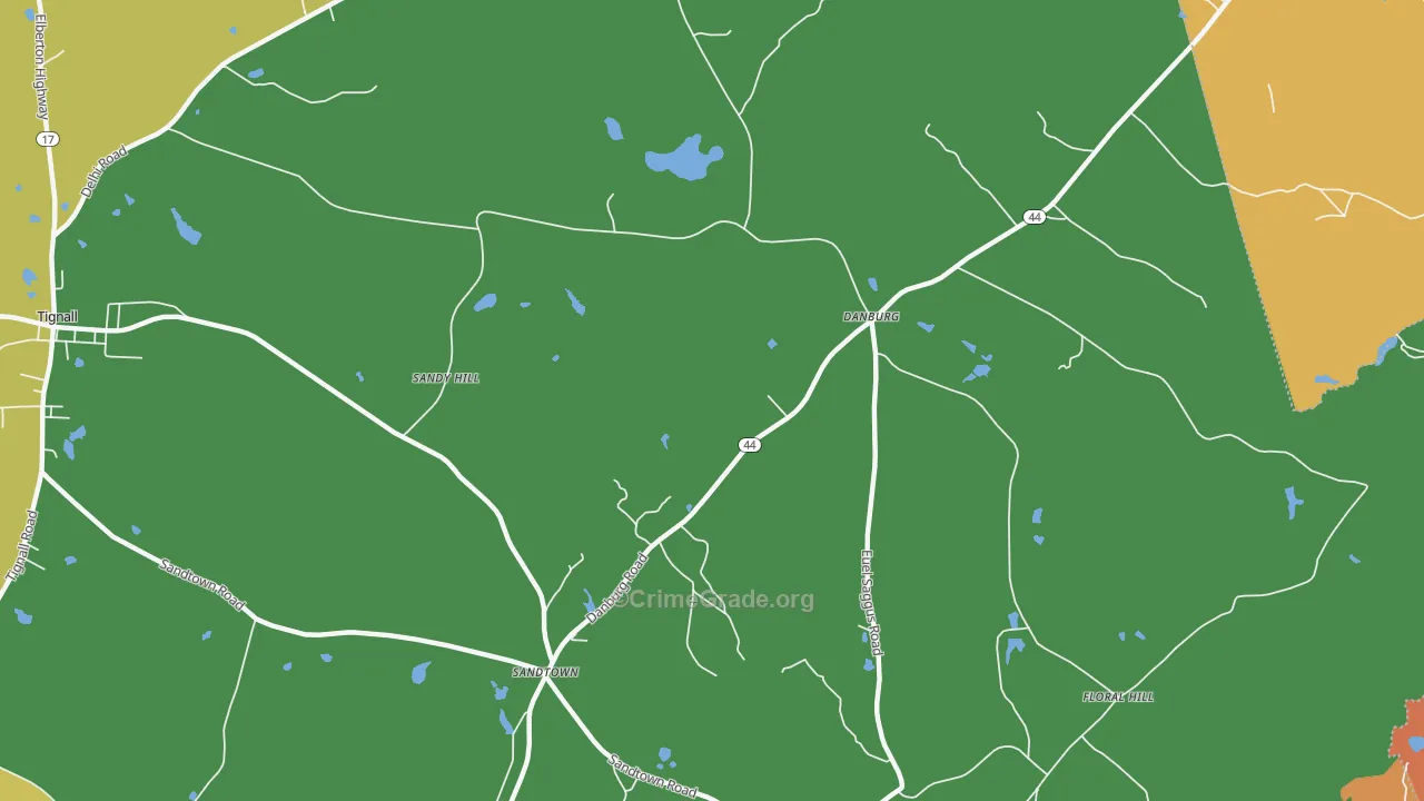 Danburg, GA Map of Assault Rates