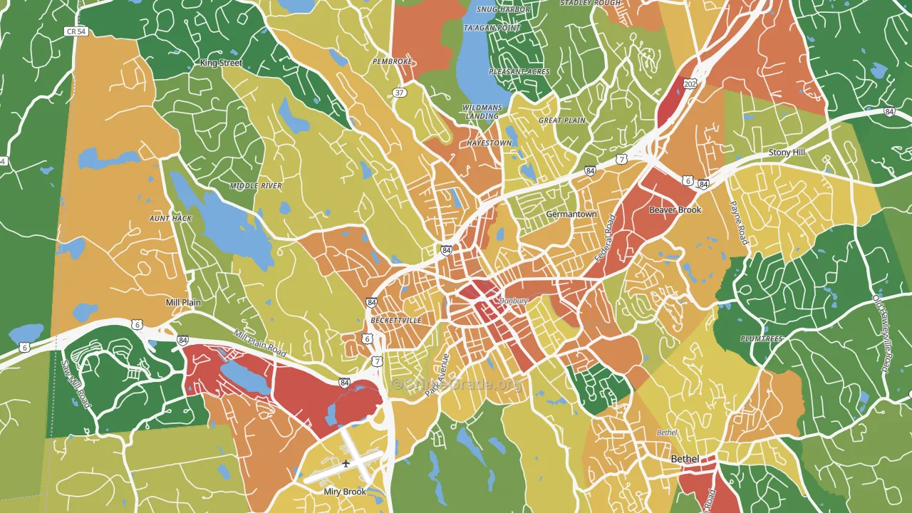 Danbury, CT Map of Assault Rates