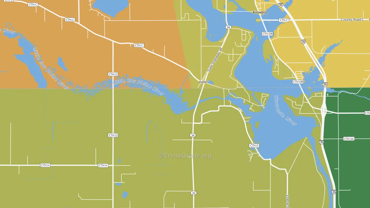 Dancy, WI Map of Assault Rates