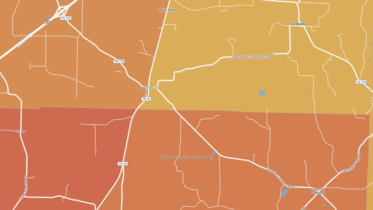 Dancyville, TN Map of Assault Rates