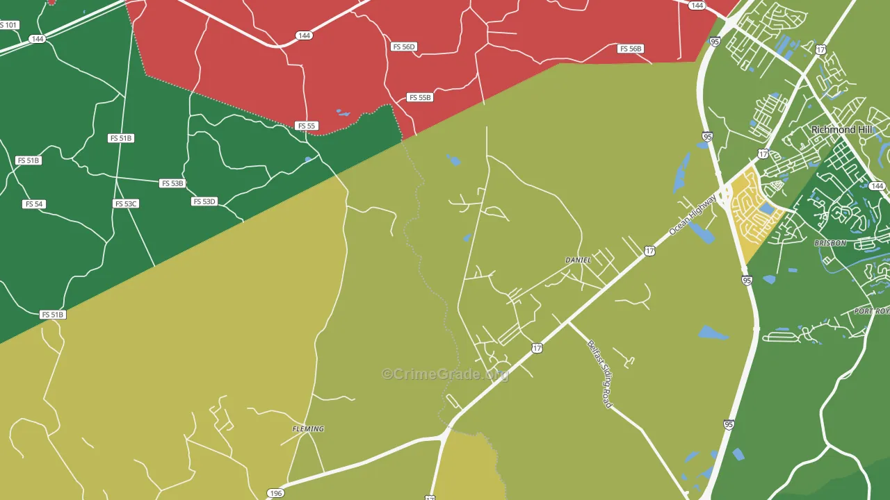 Daniel, GA Map of Assault Rates