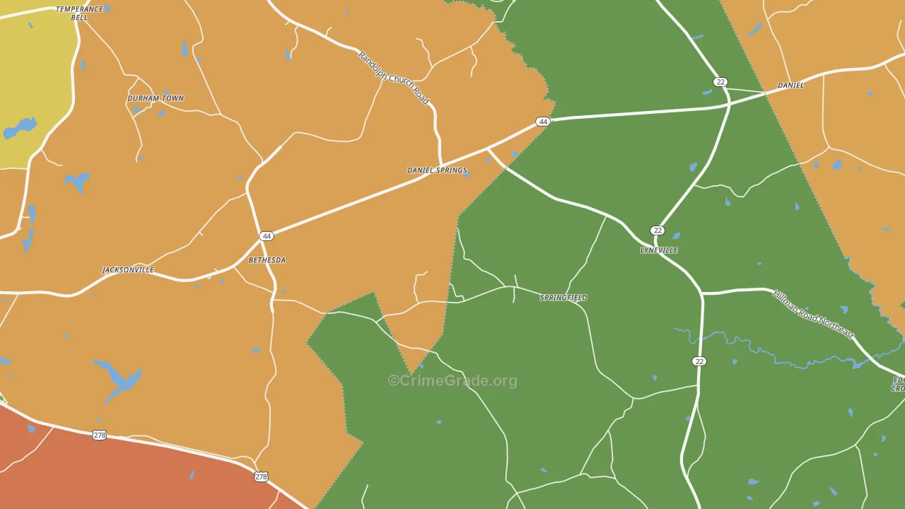 Daniel Springs, GA Map of Assault Rates