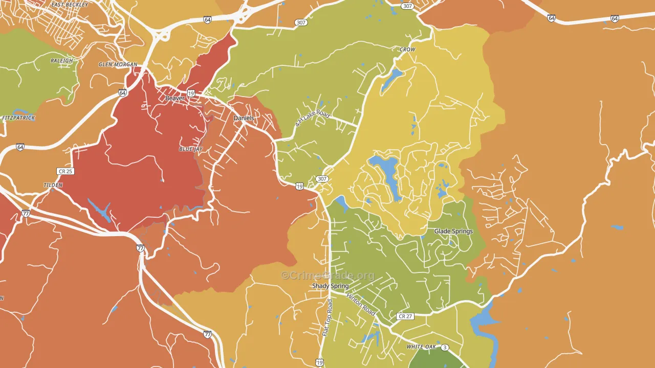 Daniels, WV Map of Assault Rates