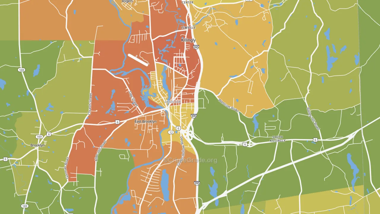 Danielson, CT Map of Assault Rates