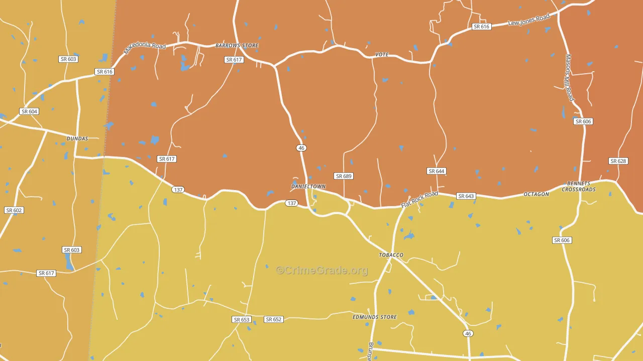 Danieltown, VA Map of Assault Rates