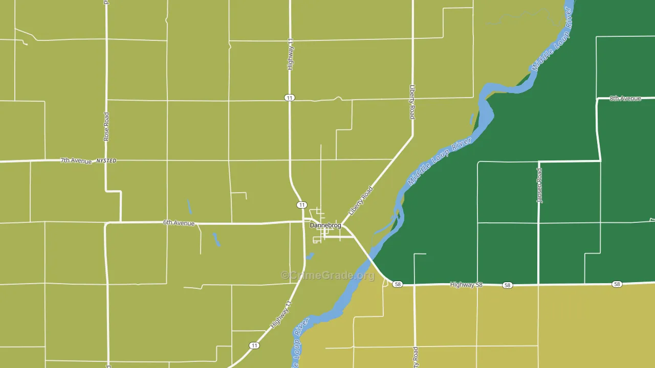 Dannebrog, NE Map of Assault Rates