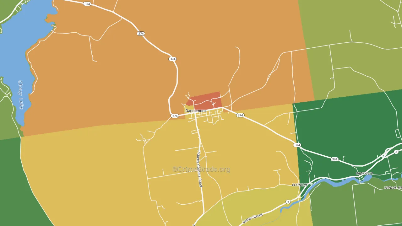 Dannemora, NY Map of Assault Rates