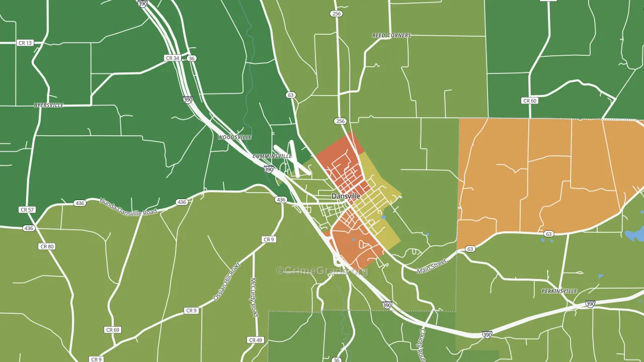Dansville, NY Map of Assault Rates