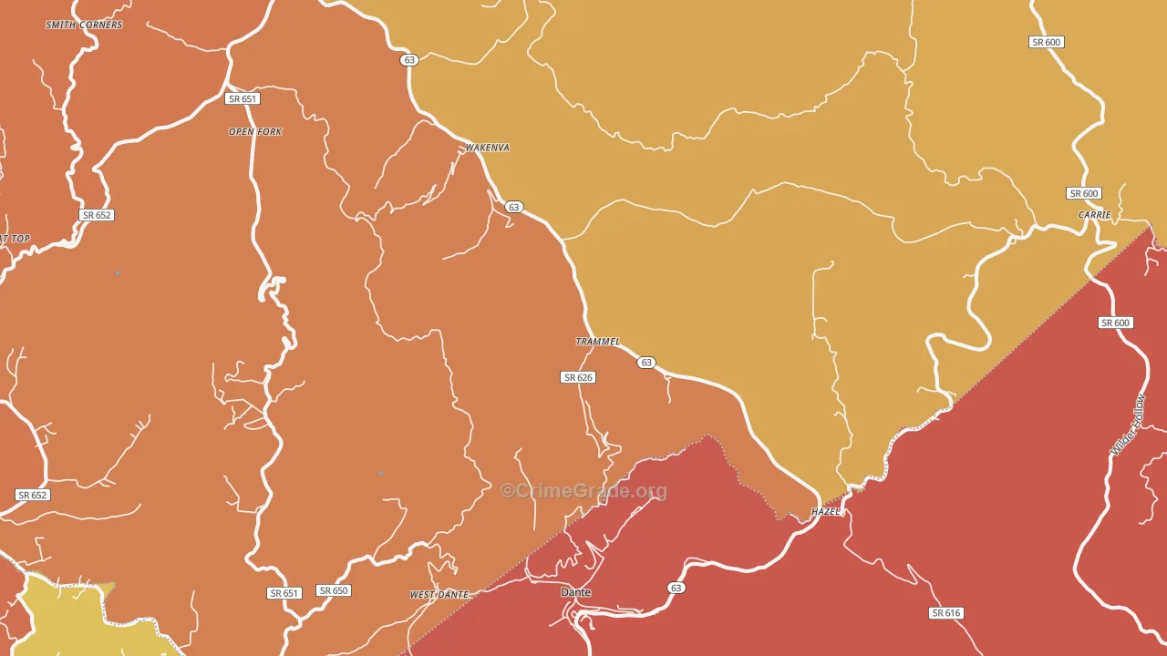 Dante, VA Map of Assault Rates