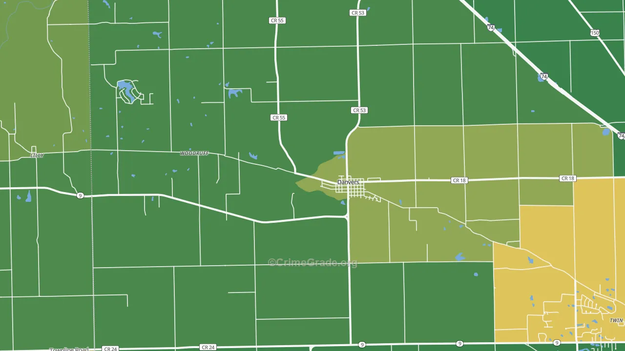 Danvers, IL Map of Assault Rates
