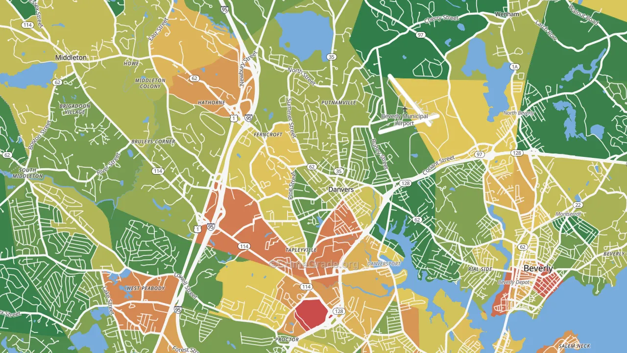Danvers, MA Map of Assault Rates