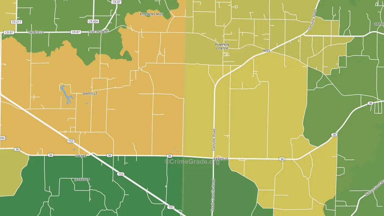 Danville, AL Map of Assault Rates