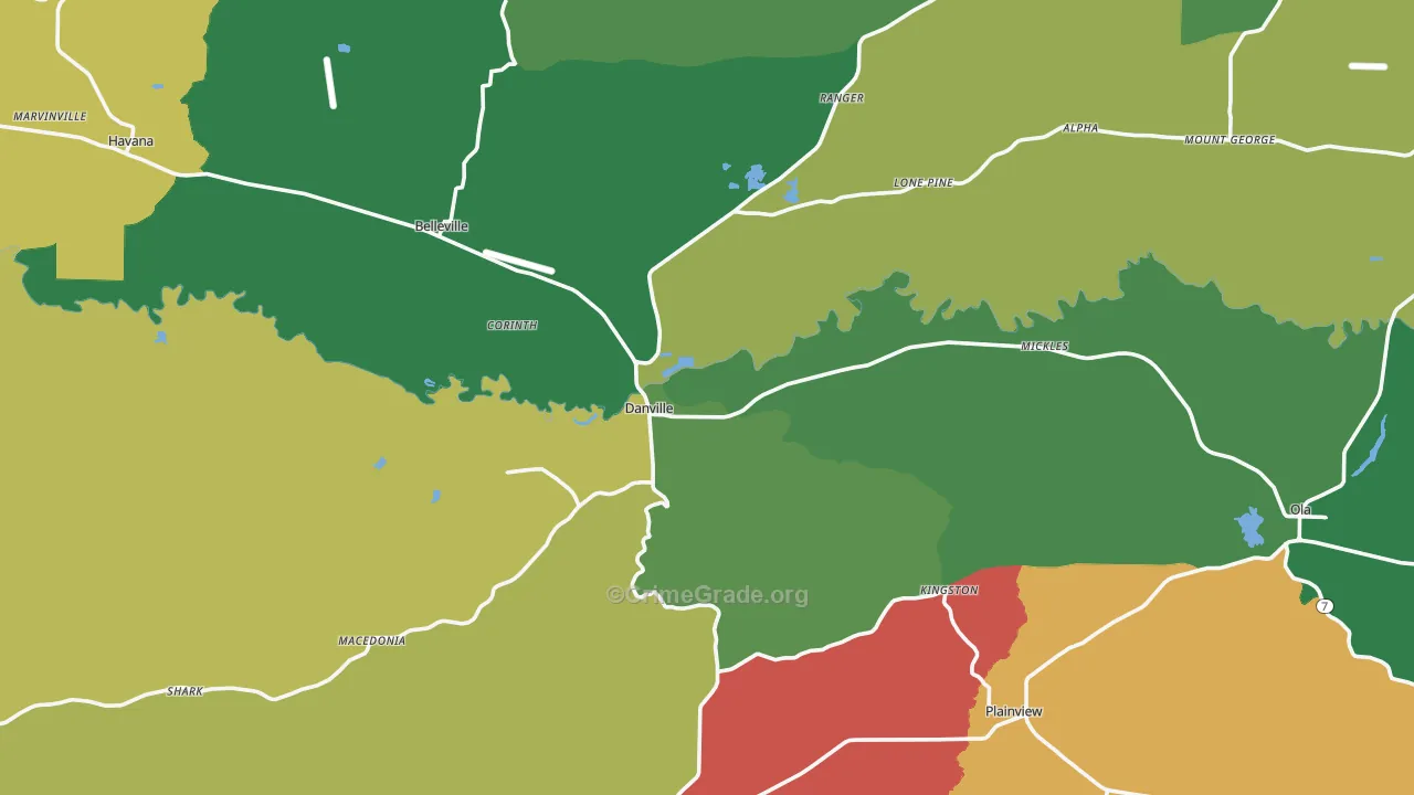 Danville, AR Map of Assault Rates