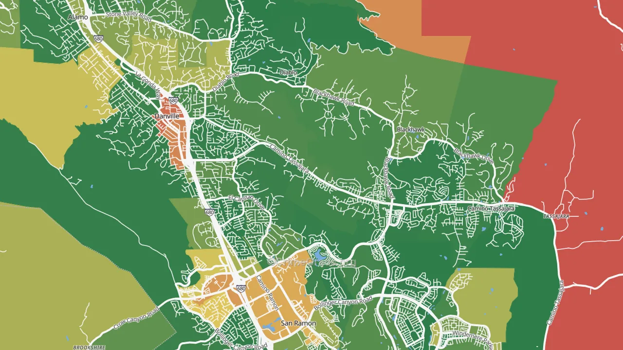 Danville, CA Map of Assault Rates