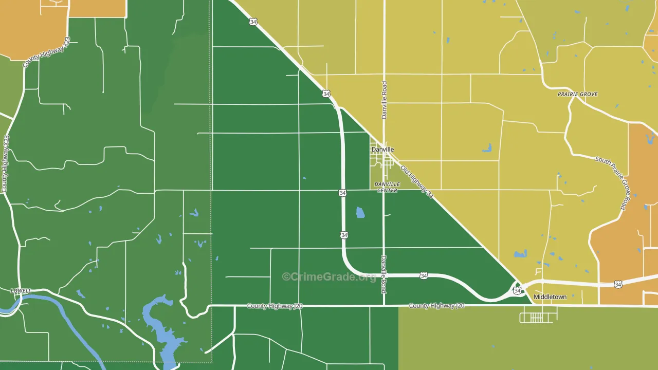 Danville, IA Map of Assault Rates