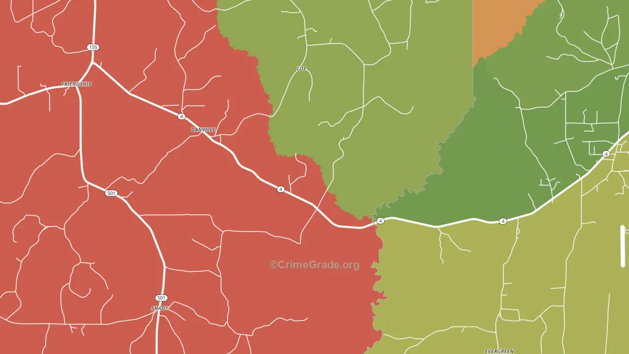 Danville, LA Map of Assault Rates