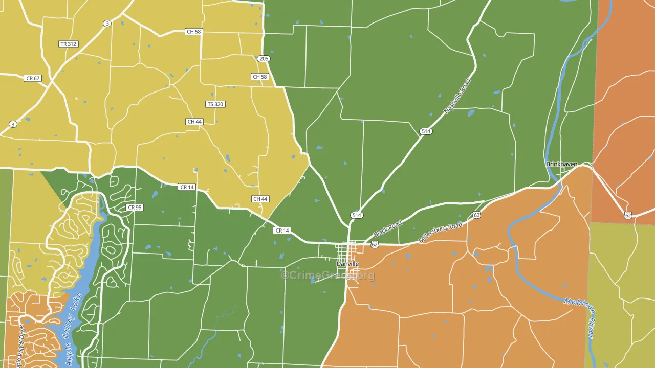 Danville, OH Map of Assault Rates