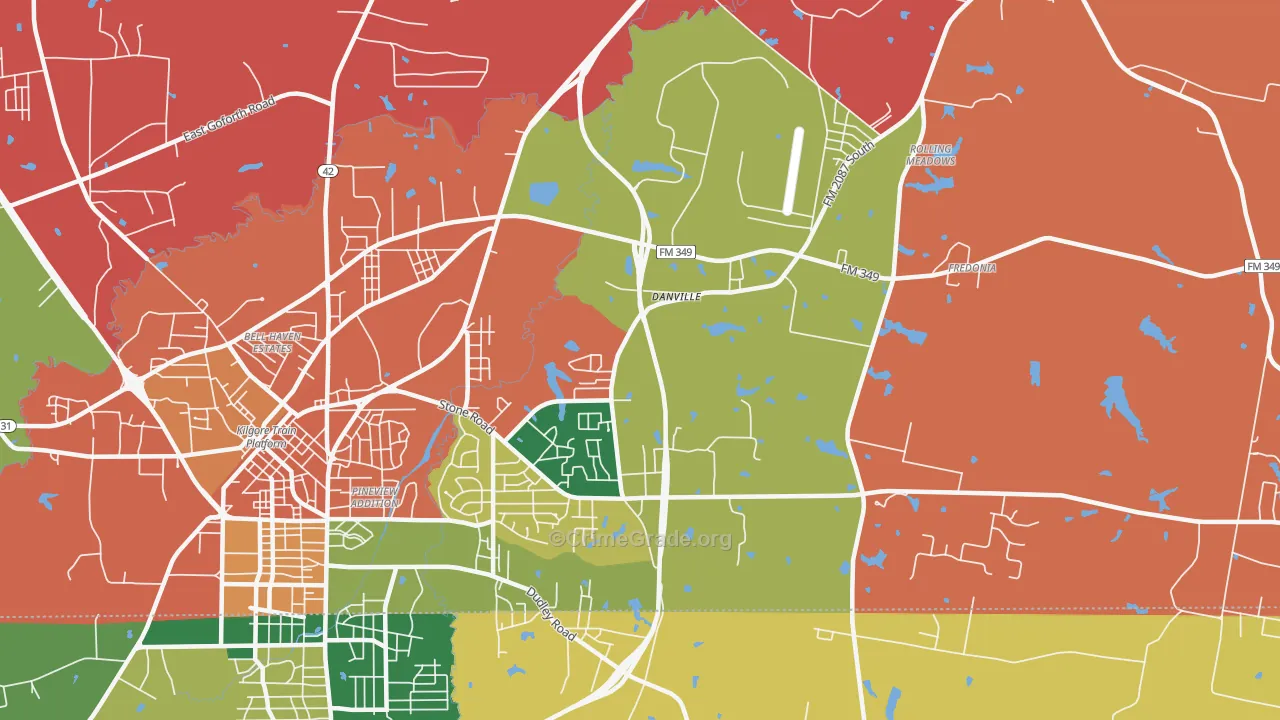 Danville, TX Map of Assault Rates