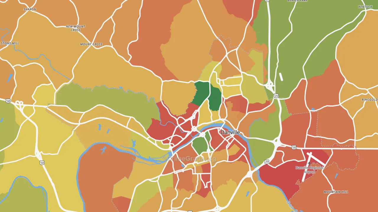 Danville, VA Map of Assault Rates