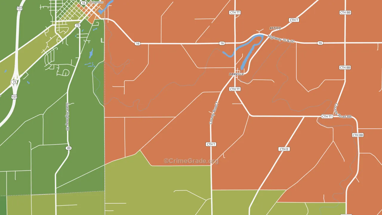Danville, WI Map of Assault Rates