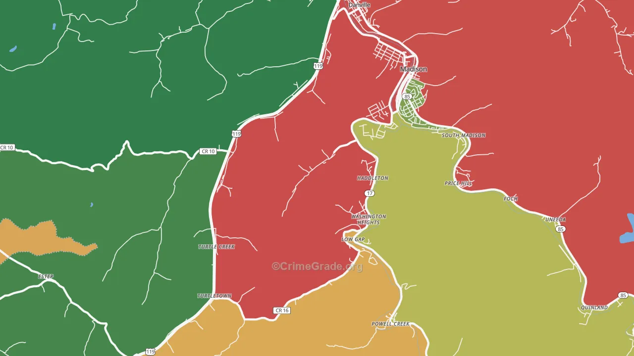 Danville, WV Map of Assault Rates