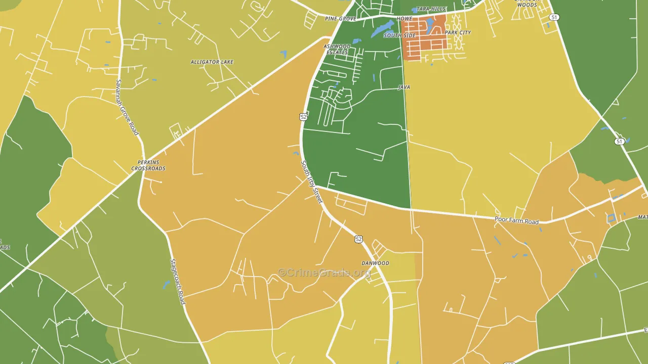 Danwood, SC Map of Assault Rates