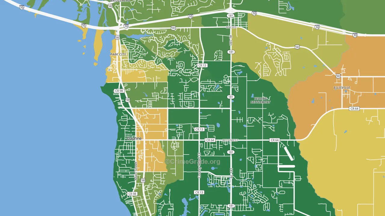 Daphne, AL Map of Assault Rates