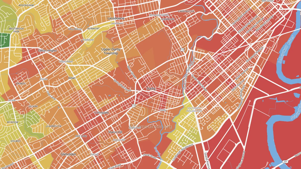 Darby, PA Map of Assault Rates