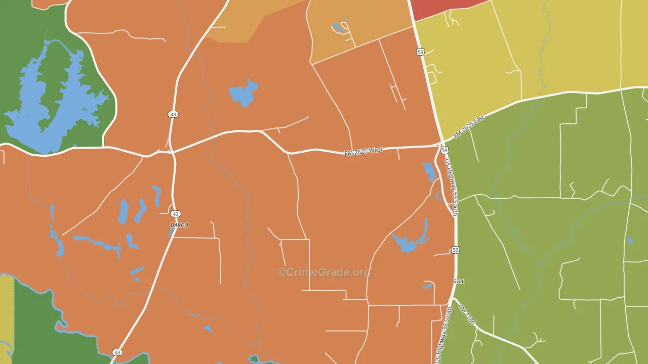 Darco, TX Map of Assault Rates