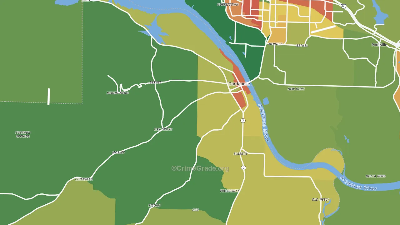 Dardanelle, AR Map of Assault Rates