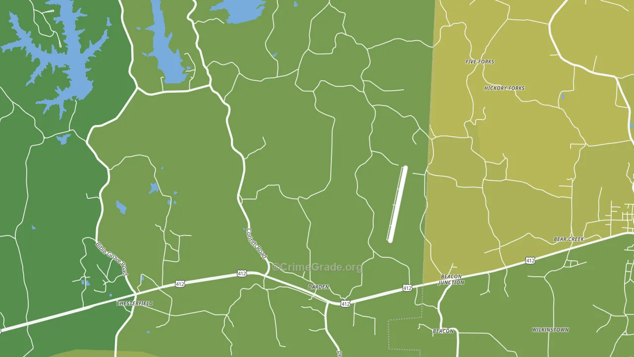 Darden, TN Map of Assault Rates