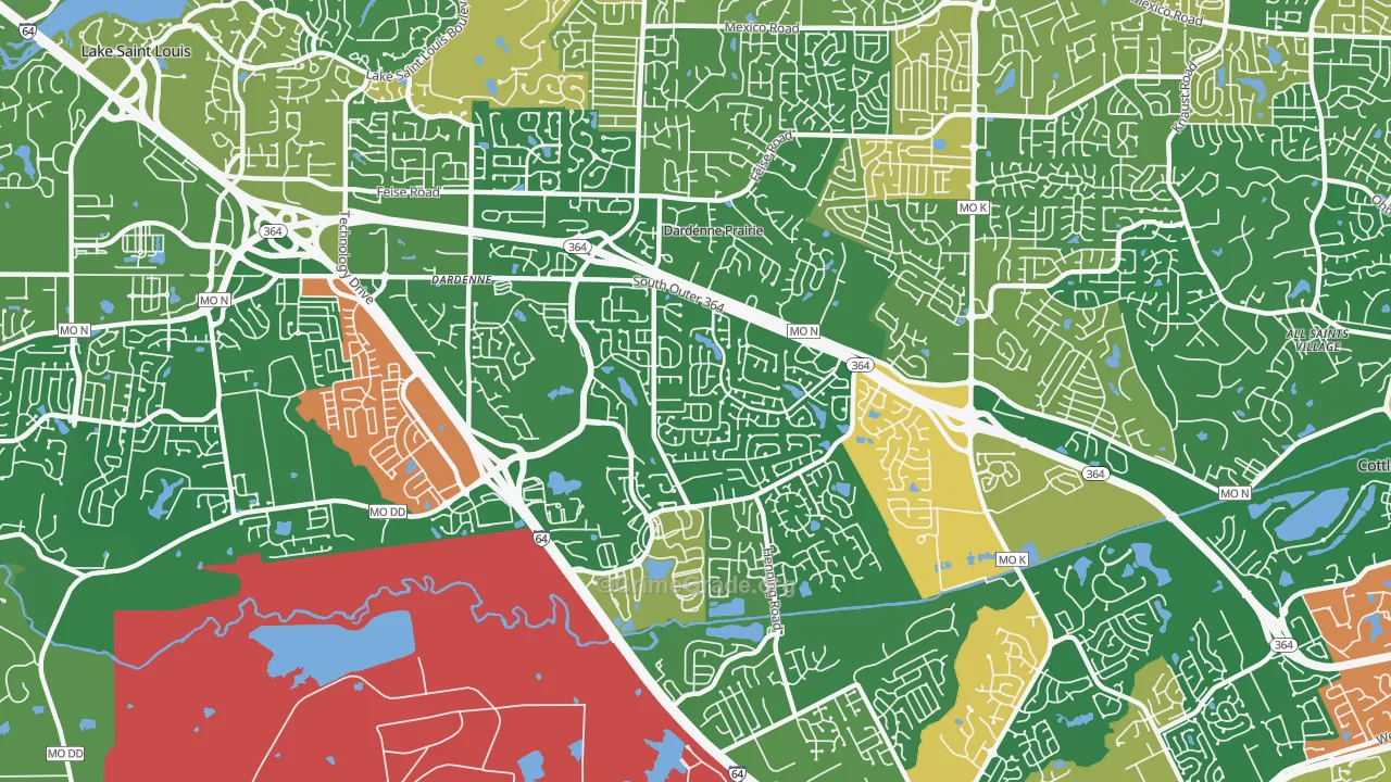 Dardenne Prairie, MO Map of Assault Rates