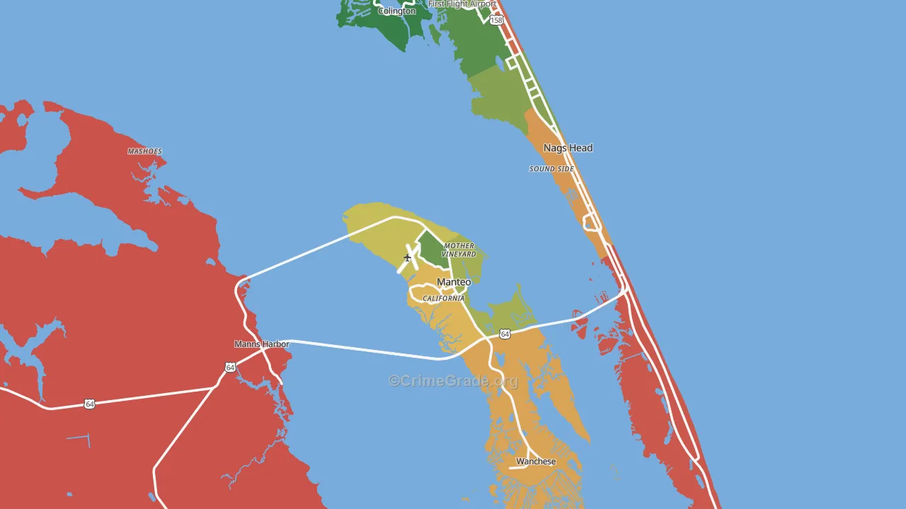 Dare County, NC Map of Assault Rates